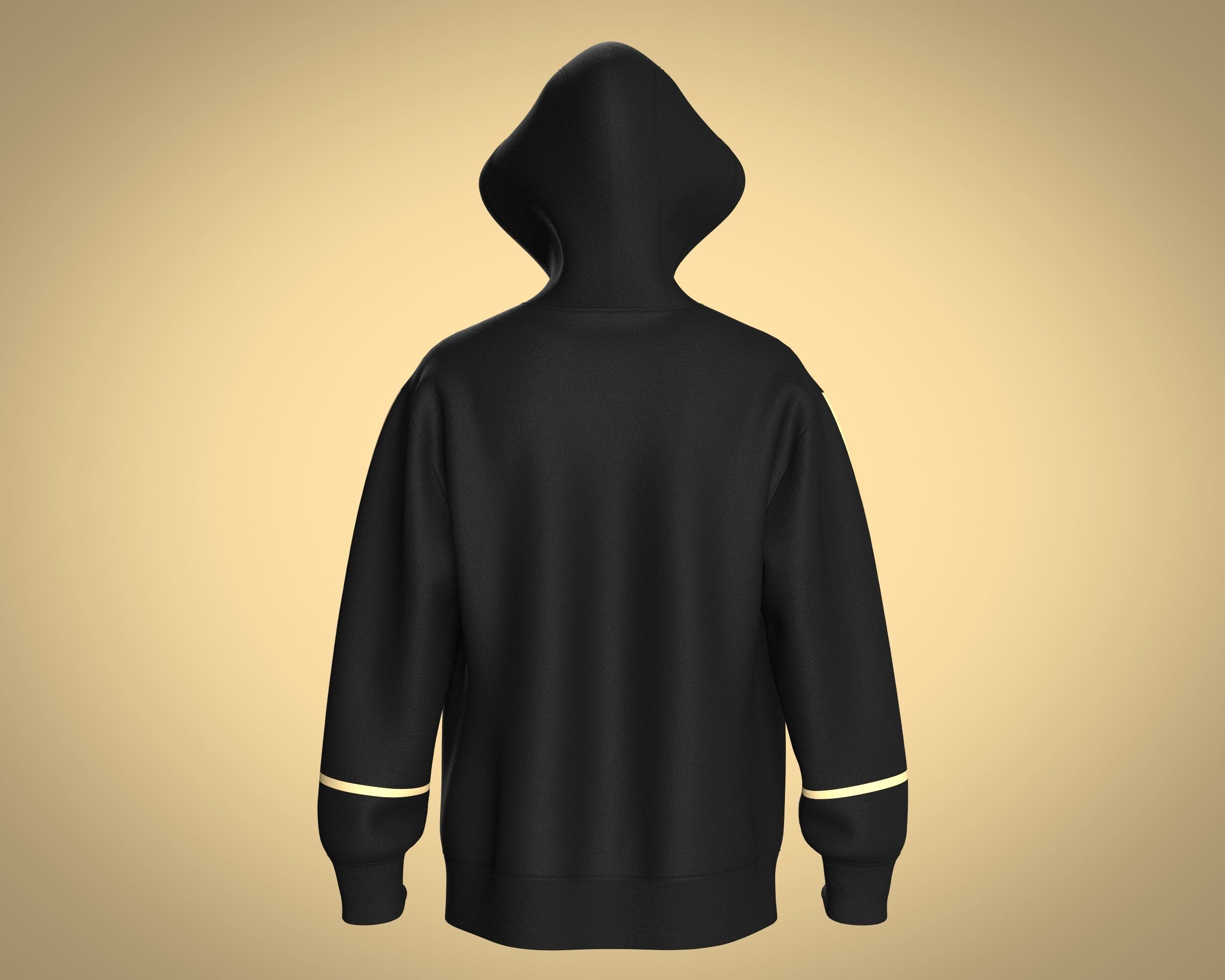 Mens Hoodie-Black And Gold 3D model_4