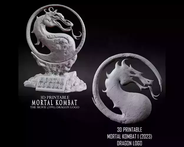 3DPRINTABLE MORTAL KOMBAT 1995 POSTER  AND MK1 2023 DRAGON LOGO 3D print model