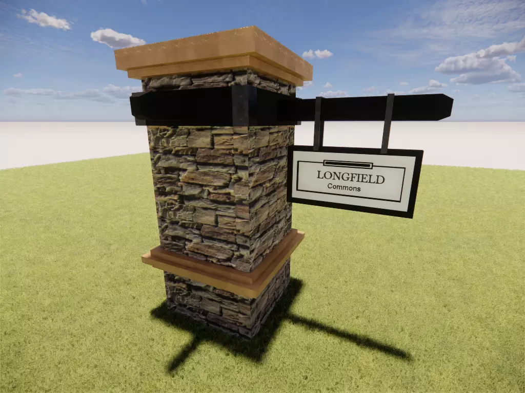 3D Landscape Tall Metal Monument Dynamic Sign Design 3D model_0