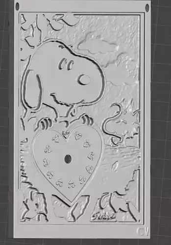 SNOOPY WOODSTOCK  love clock 3D print model