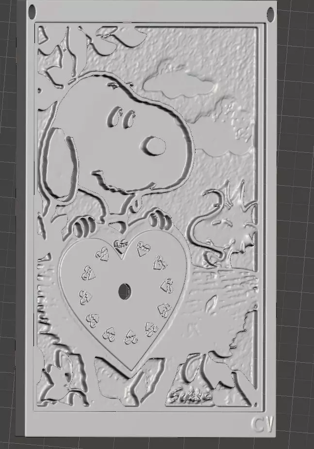 SNOOPY WOODSTOCK  love clock 3D print model_0