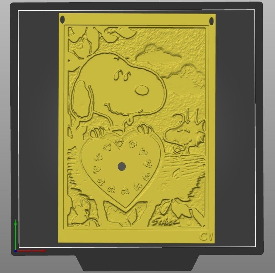 SNOOPY WOODSTOCK  love clock 3D print model_2