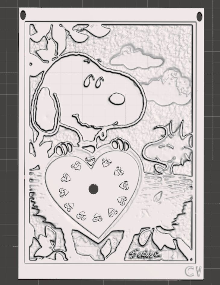 SNOOPY WOODSTOCK  love clock 3D print model_3