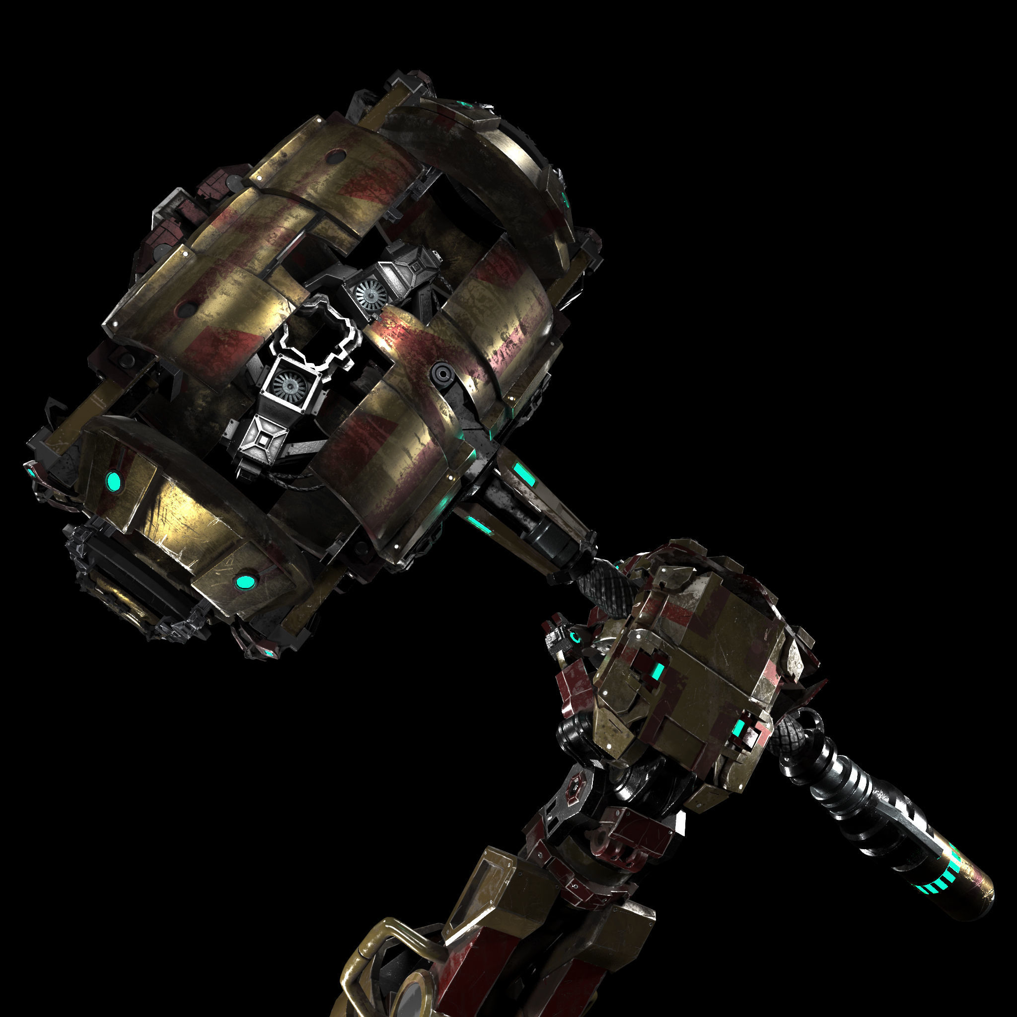 Sci fi Hand and Hammer 3D model_3