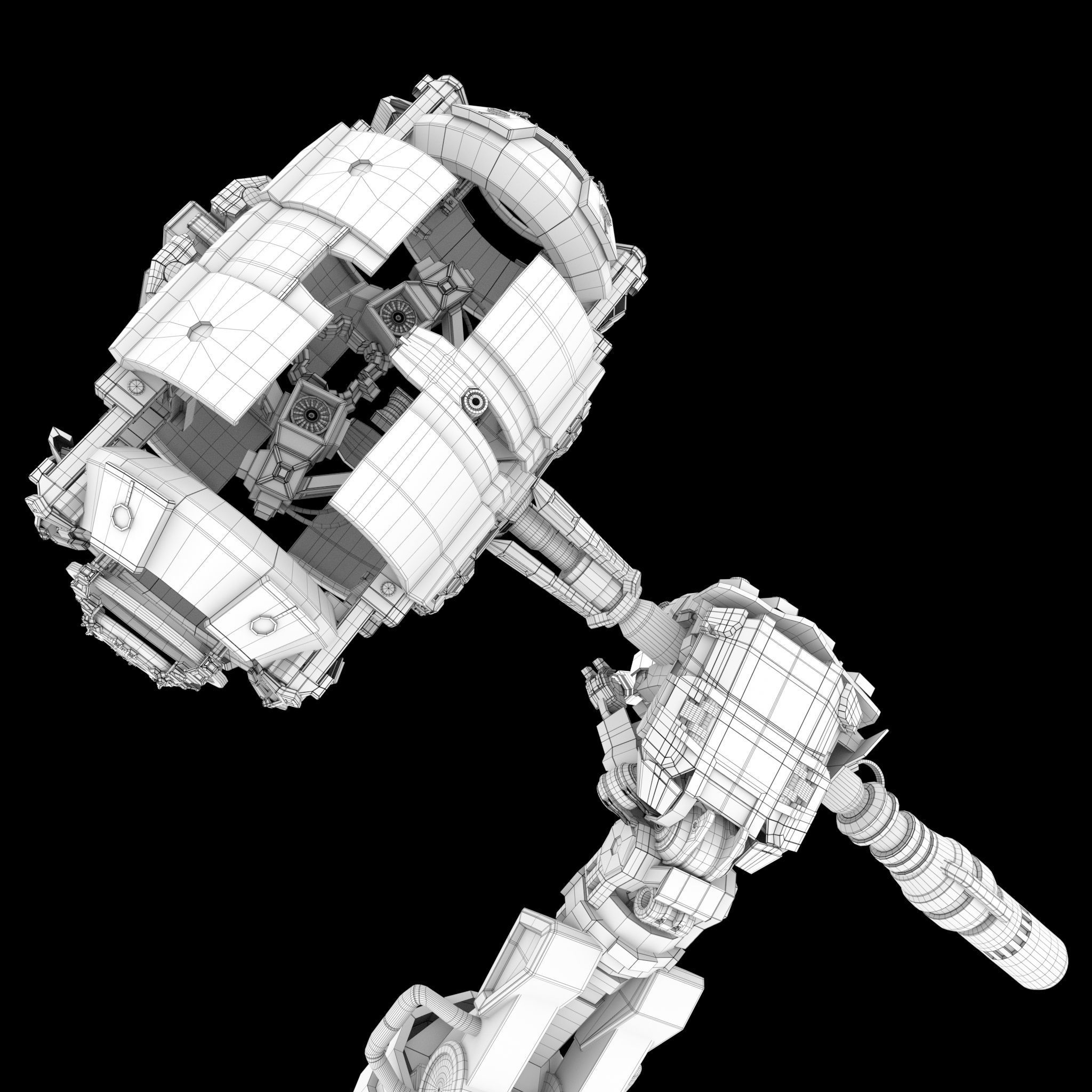 Sci fi Hand and Hammer 3D model_5