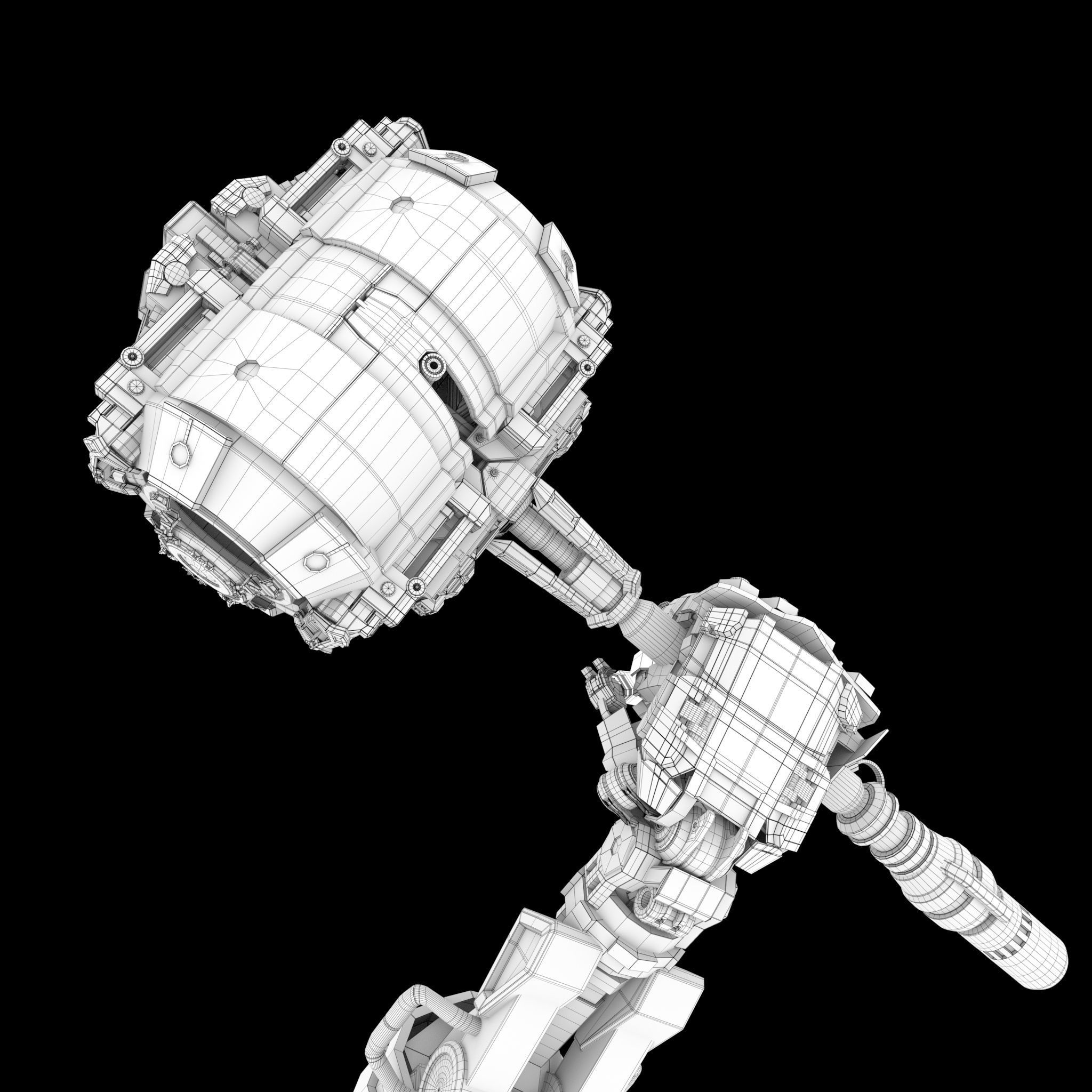 Sci fi Hand and Hammer 3D model_4