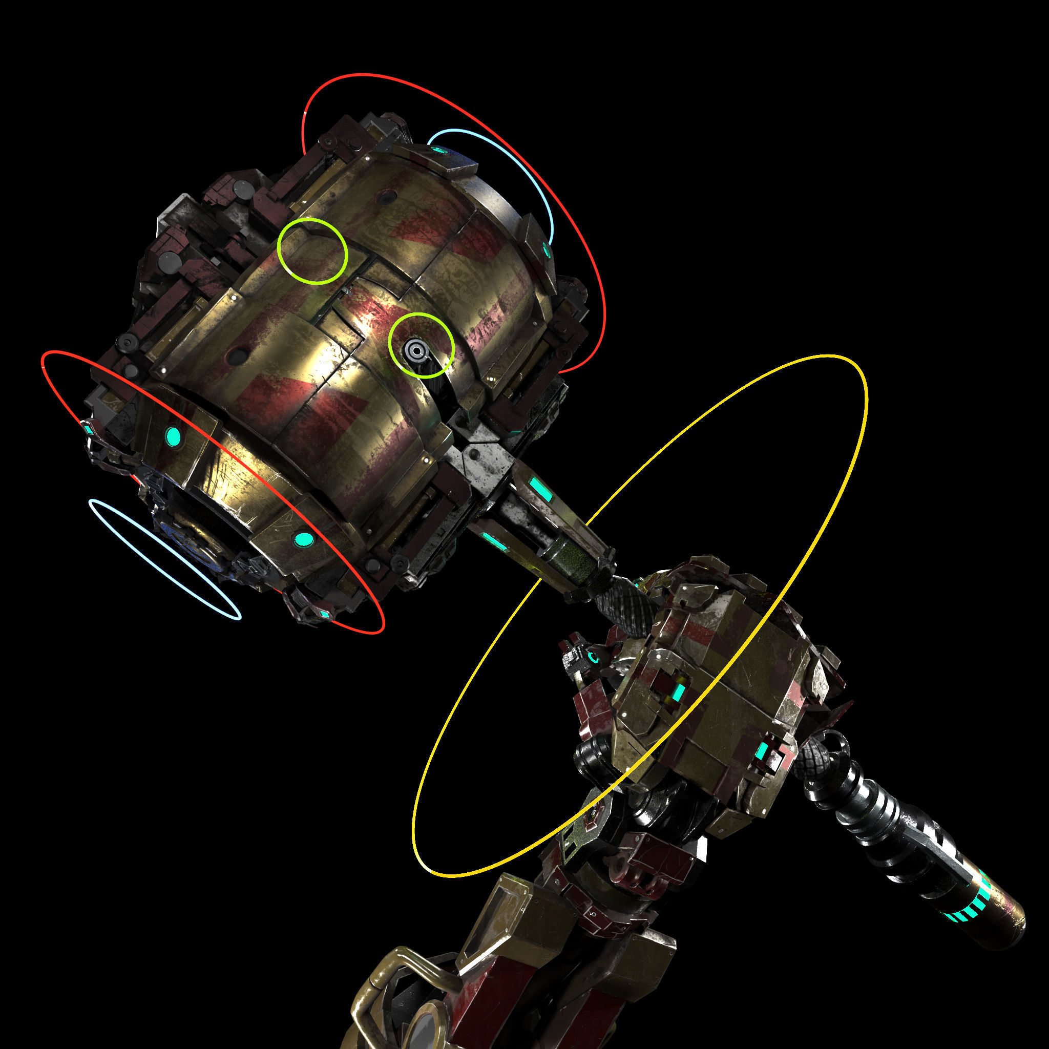 Sci fi Hand and Hammer 3D model_6