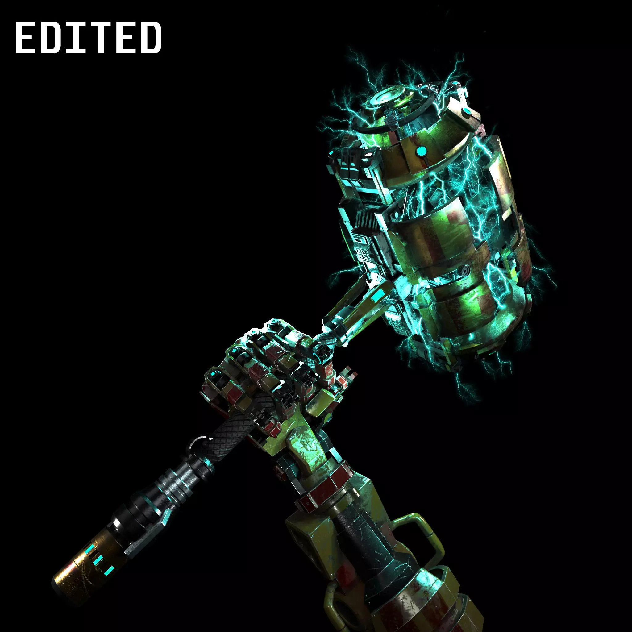 Sci fi Hand and Hammer 3D model_0