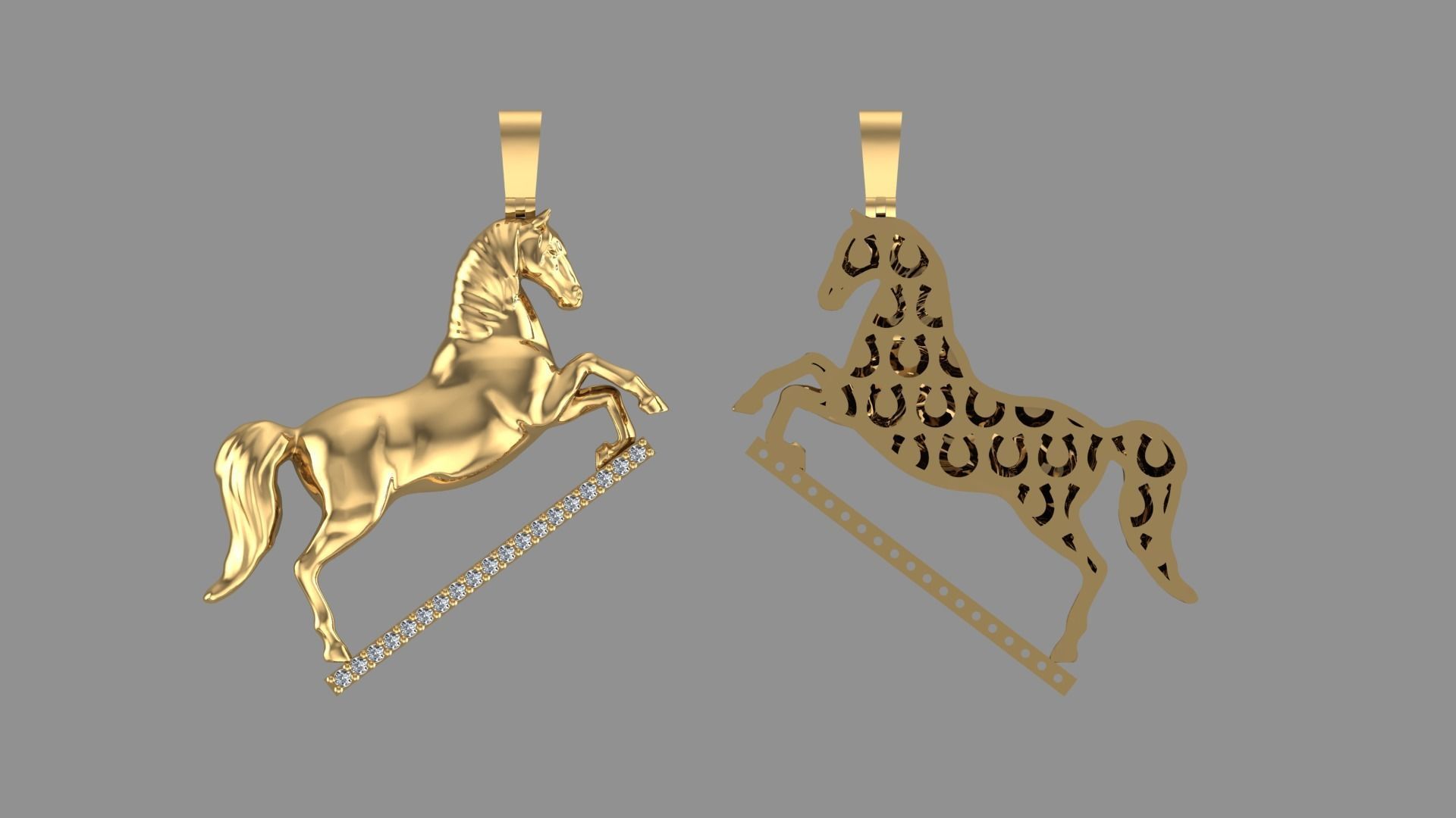 Horse Pendant 3D print model_4
