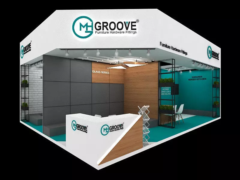 9mtr x 7mtr two side open exhibition stand 3D print model_0