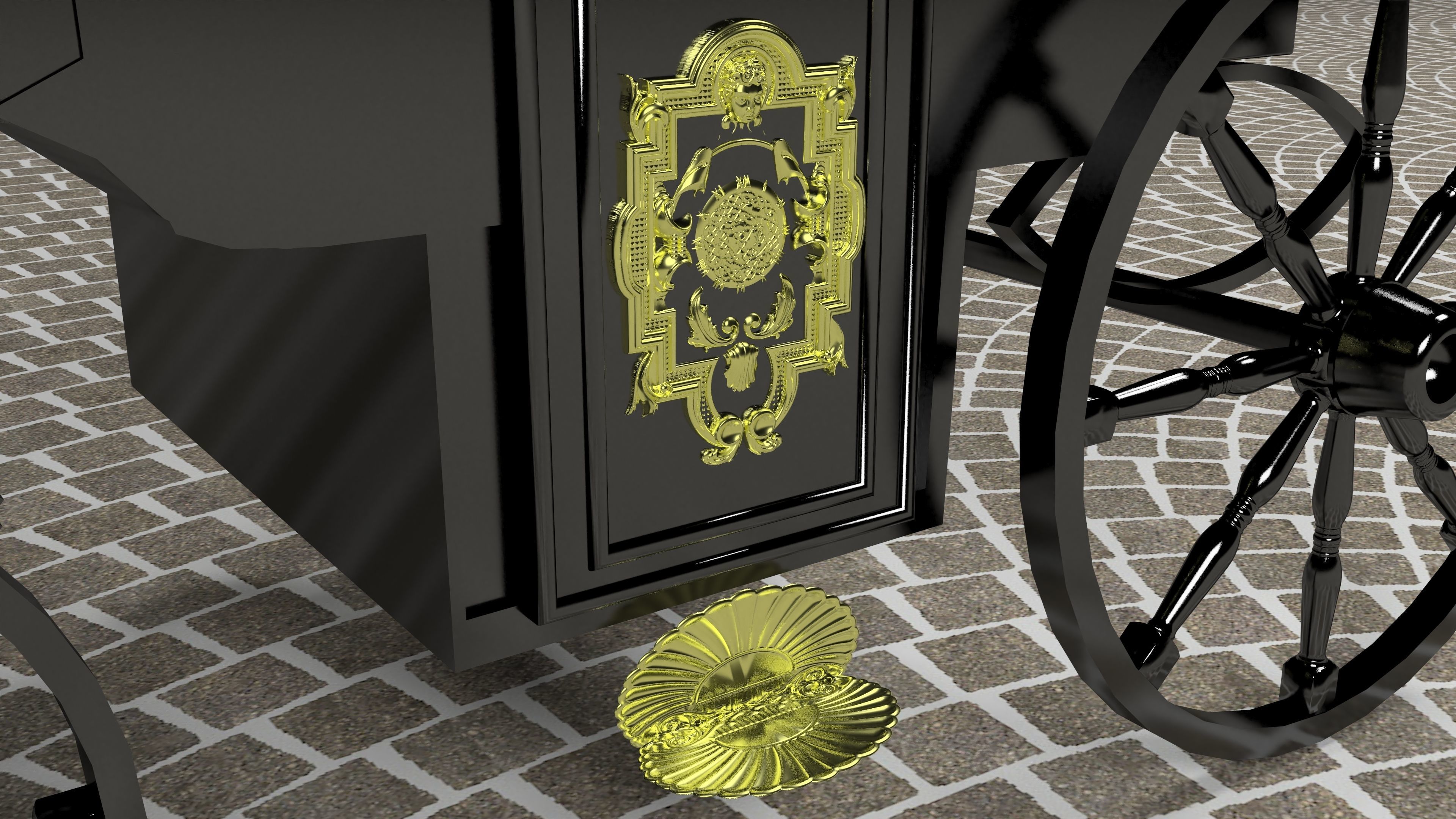 Horse Carriage of Count Dracula 4K 3D model_6