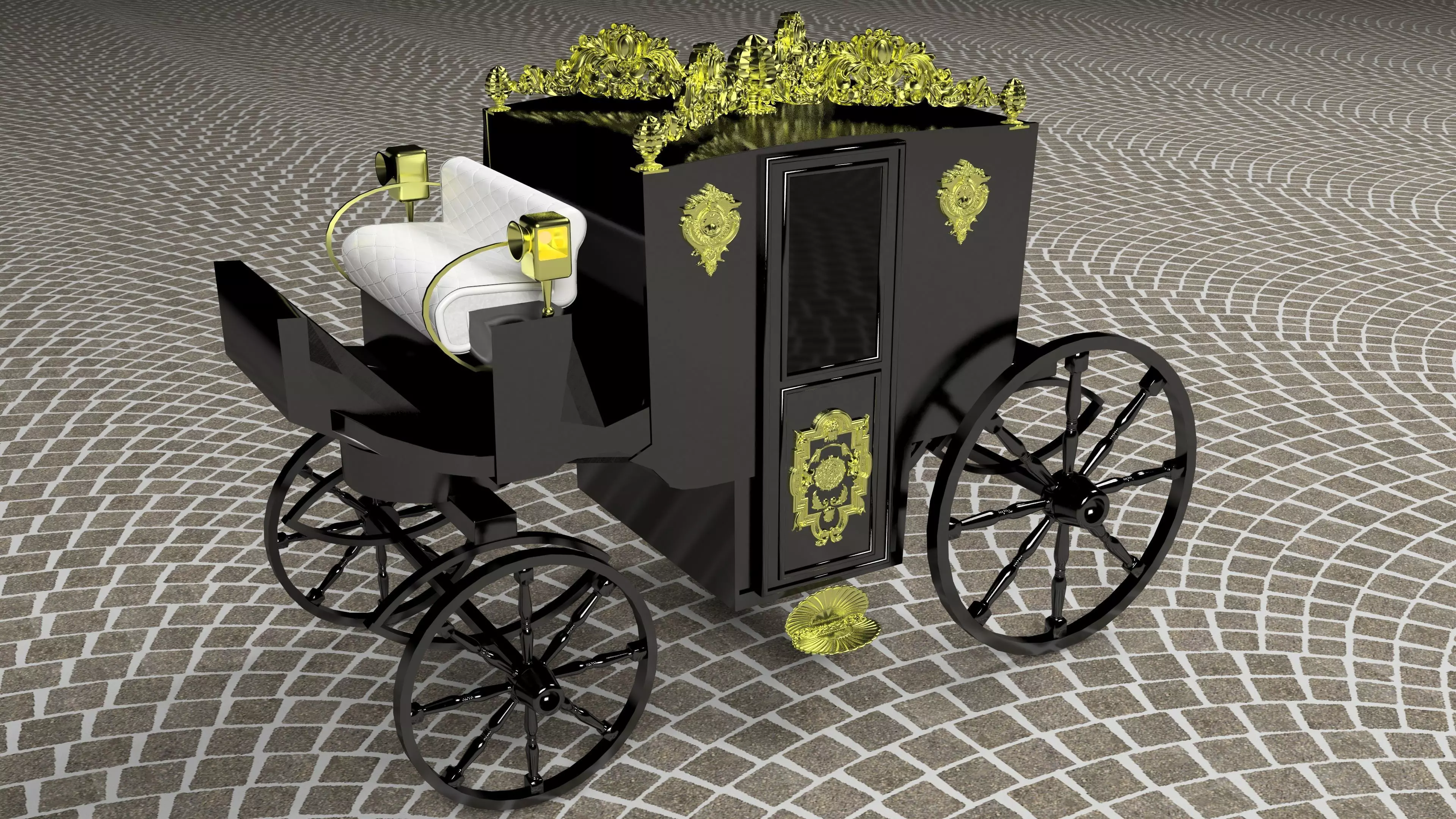Horse Carriage of Count Dracula 4K 3D model_0