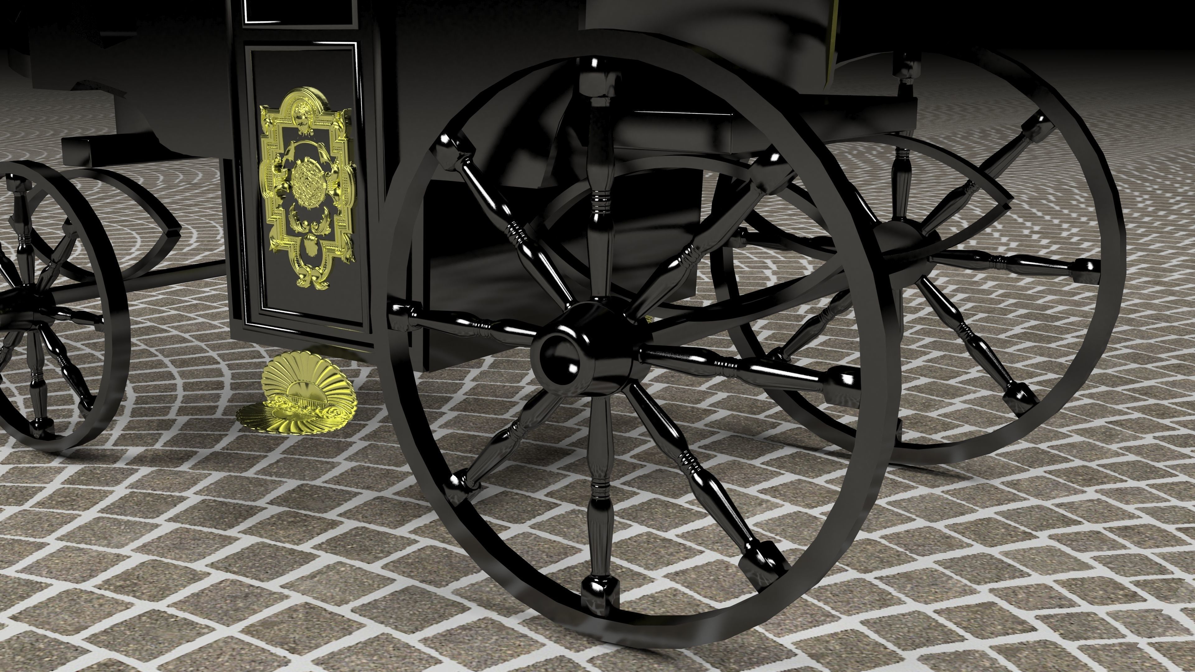 Horse Carriage of Count Dracula 4K 3D model_9
