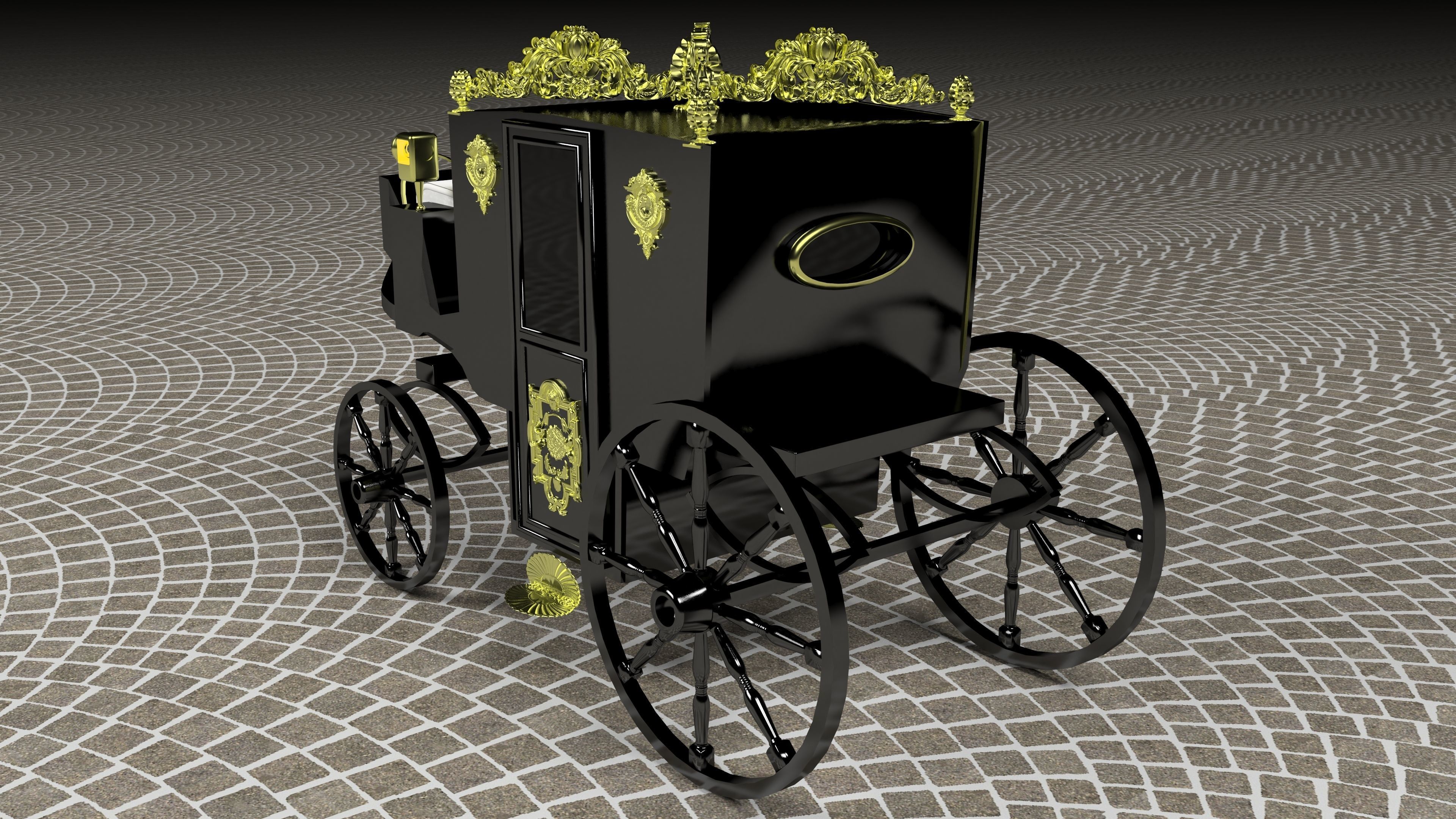 Horse Carriage of Count Dracula 4K 3D model_2