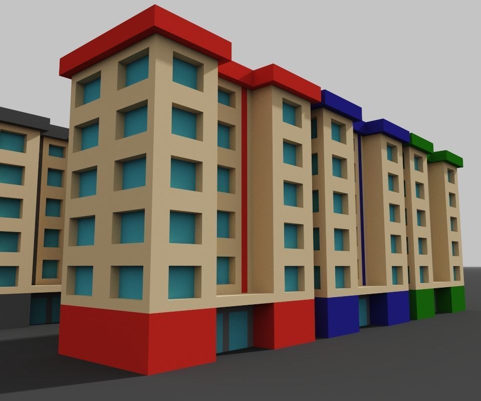 Voxel House Collection Models 9 Colors  Low-poly 3D model_1