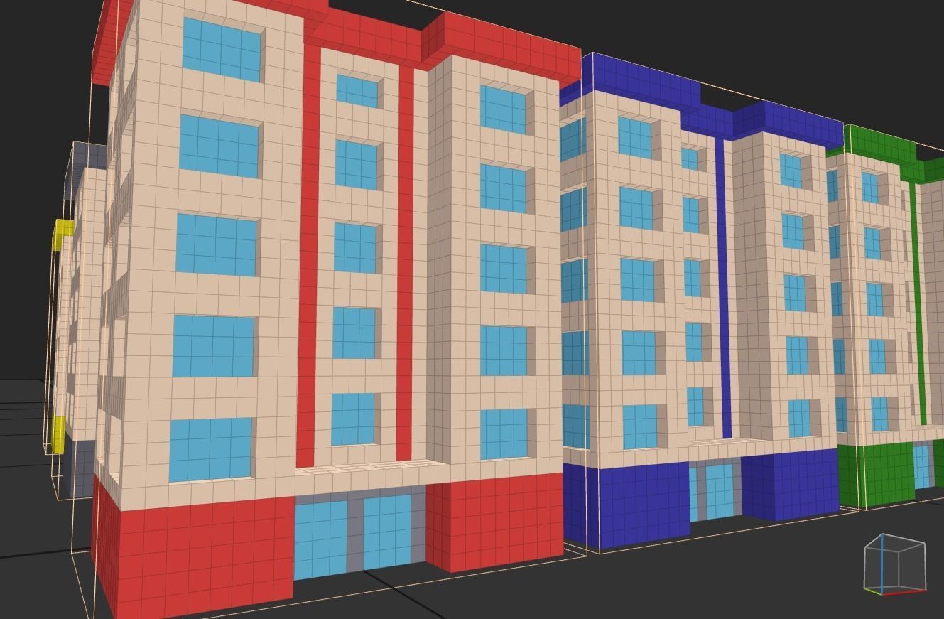 Voxel House Collection Models 9 Colors  Low-poly 3D model_4
