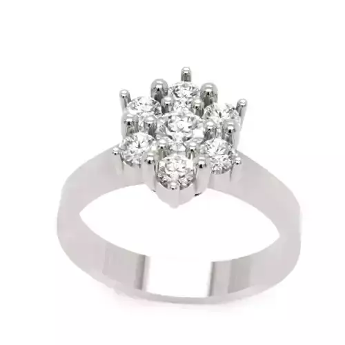 Gold Floral Diamond Cluster Ring STL Design Prong-Set Flower