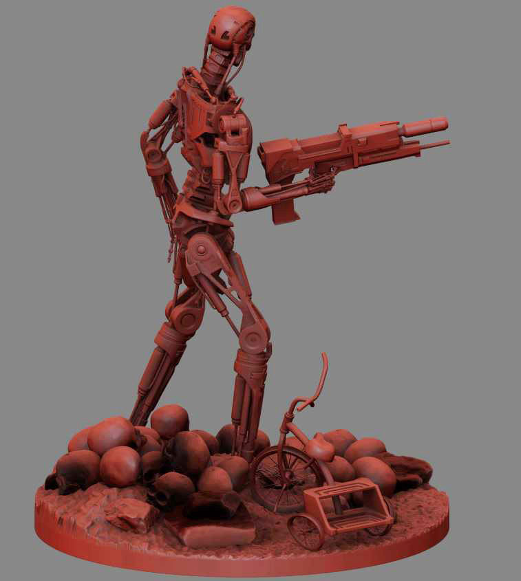 Terminator T-800 Endoskeleton Rekvizit T2 V2 3D print model_19