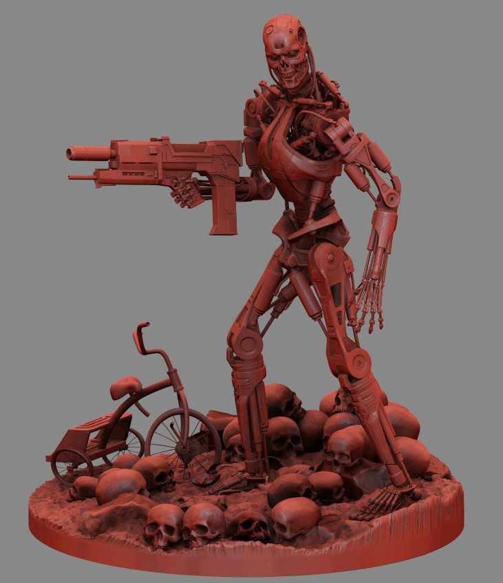 Terminator T-800 Endoskeleton Rekvizit T2 V2 3D print model_21