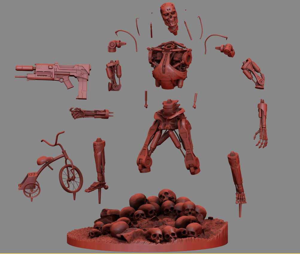 Terminator T-800 Endoskeleton Rekvizit T2 V2 3D print model_2