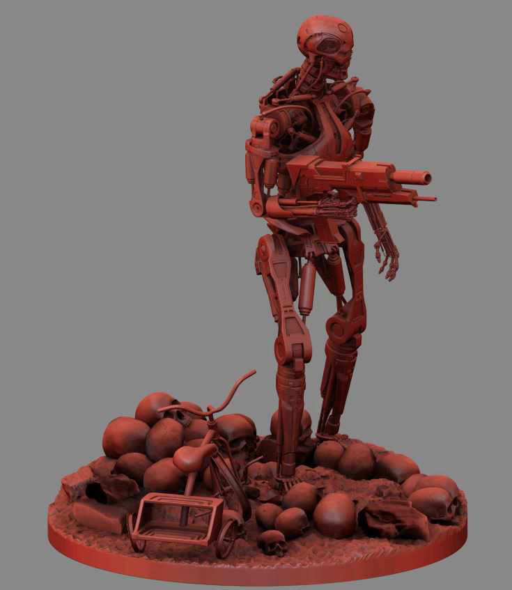 Terminator T-800 Endoskeleton Rekvizit T2 V2 3D print model_17