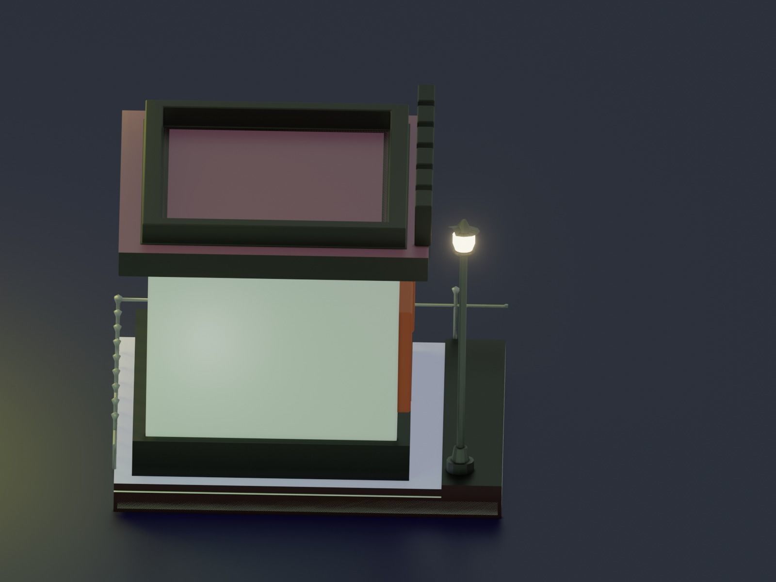 3D coffee shop cartoon building restaurant model cafe Free low-poly 3D model_2