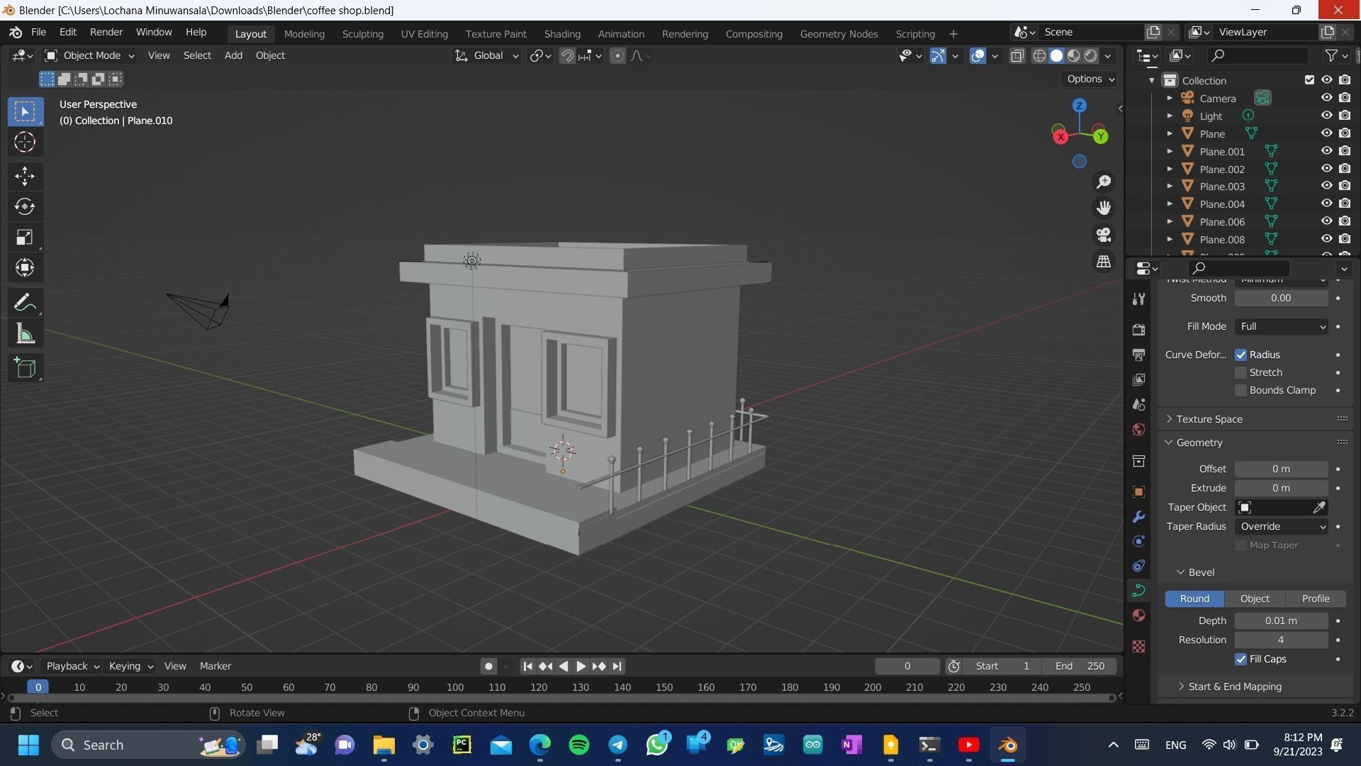 3D coffee shop cartoon building restaurant model cafe Free low-poly 3D model_14