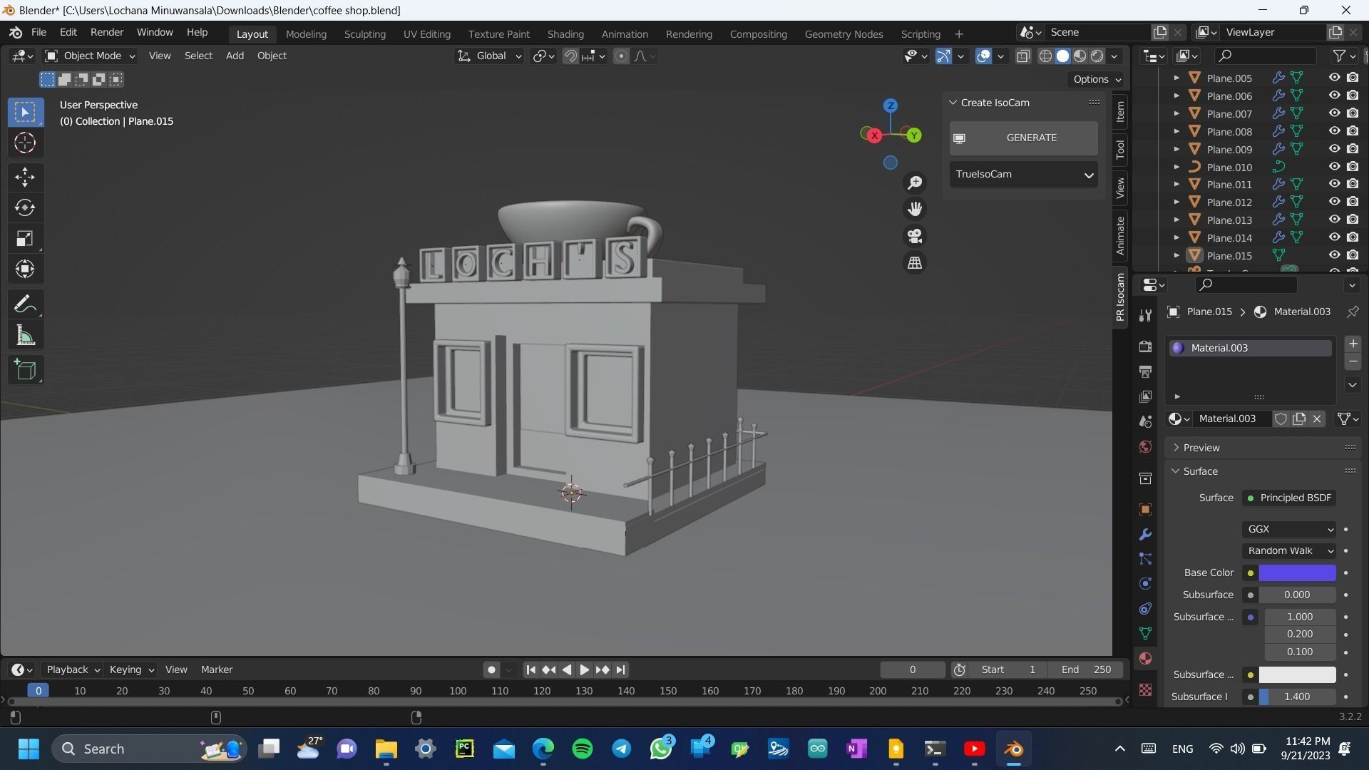 3D coffee shop cartoon building restaurant model cafe Free low-poly 3D model_16