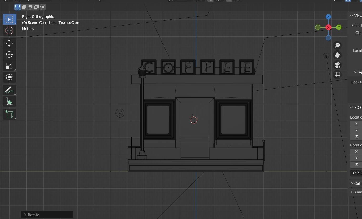 3D coffee shop cartoon building restaurant model cafe Free low-poly 3D model_7