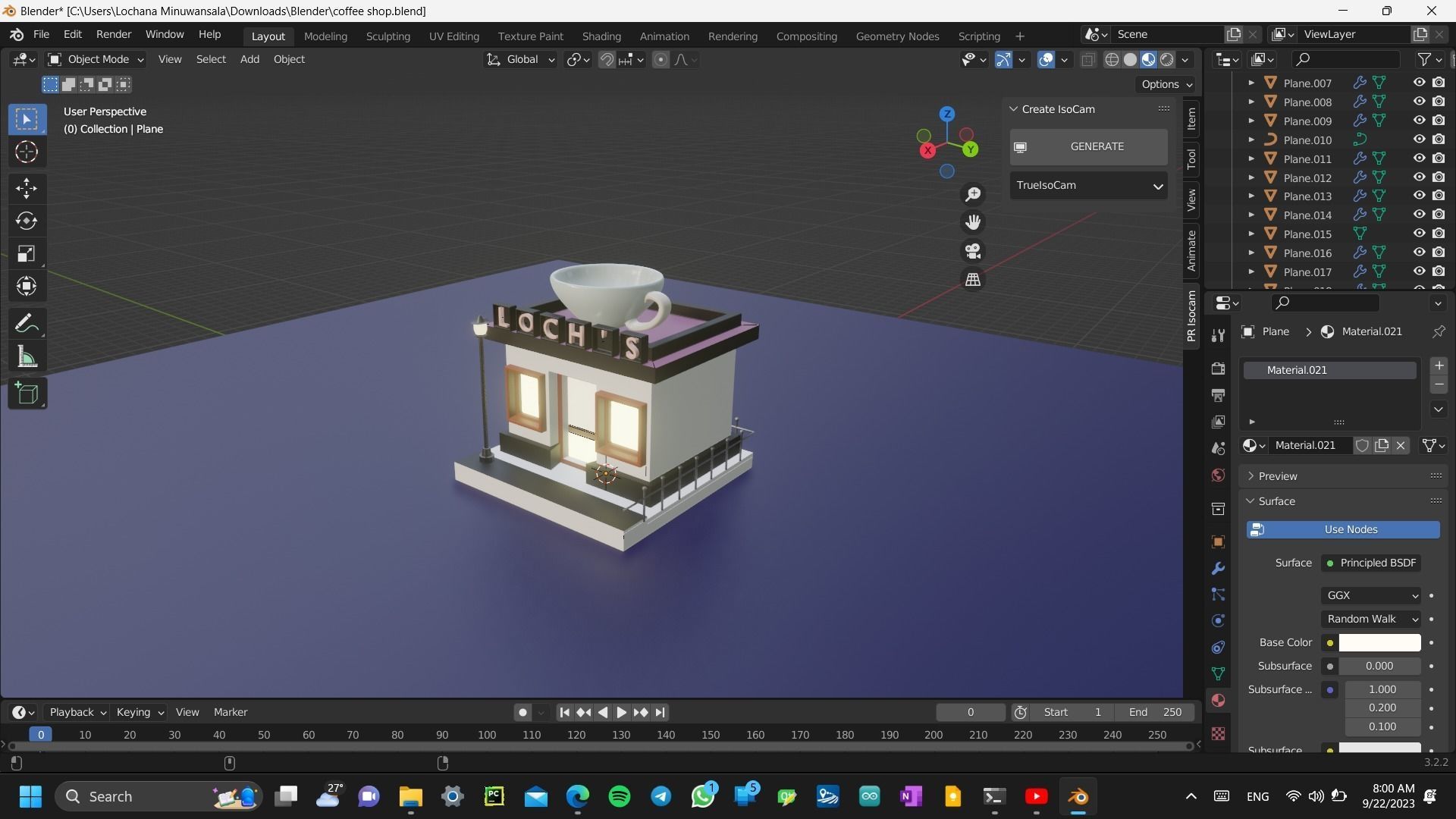 3D coffee shop cartoon building restaurant model cafe Free low-poly 3D model_17