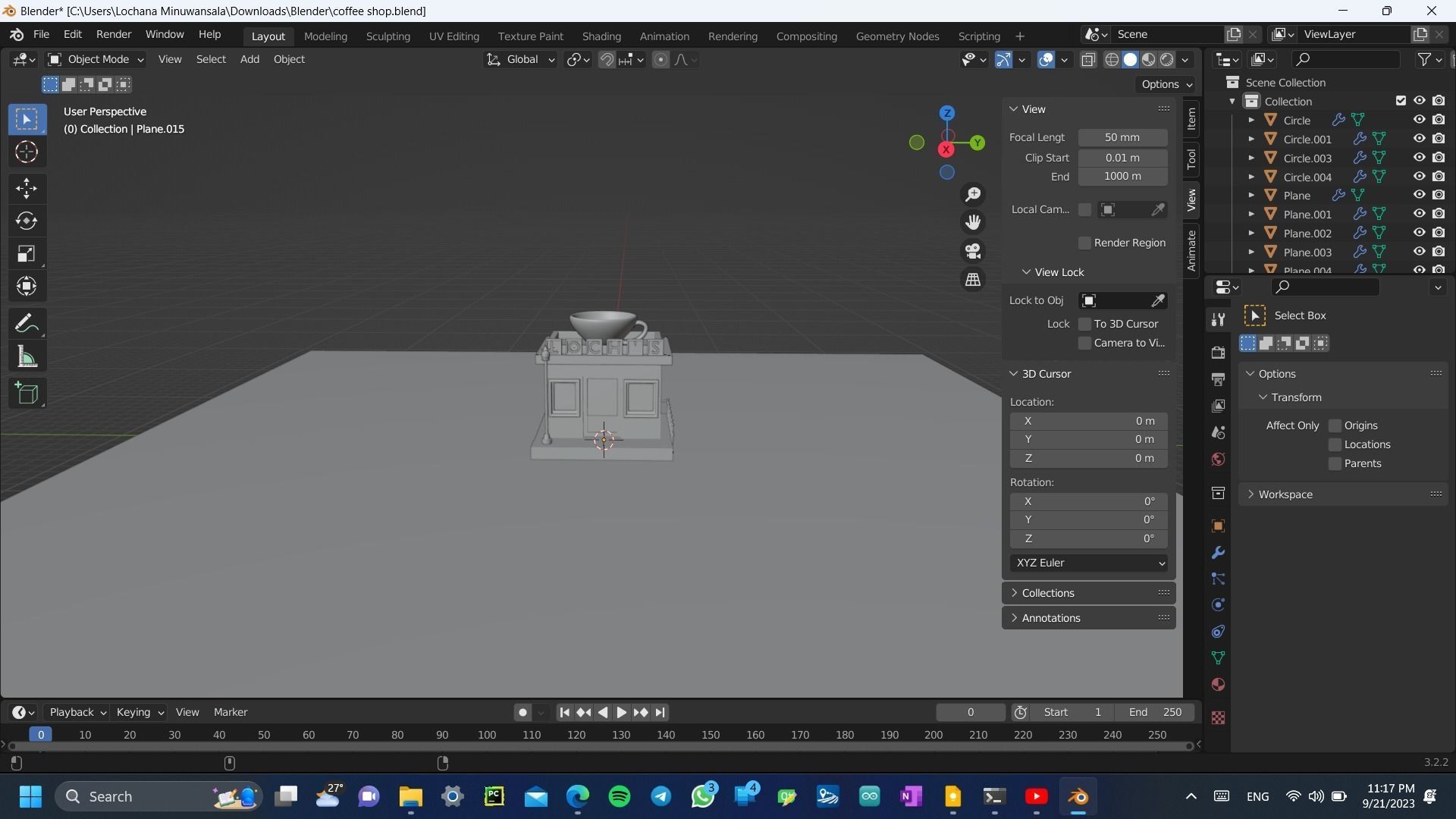 3D coffee shop cartoon building restaurant model cafe Free low-poly 3D model_11