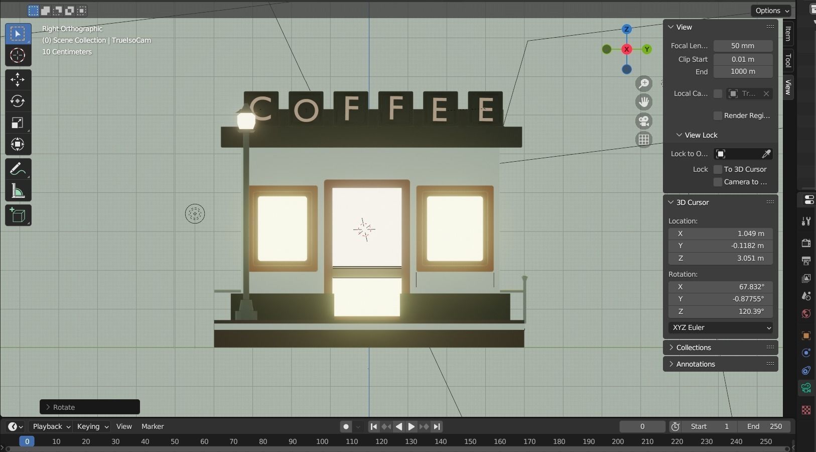 3D coffee shop cartoon building restaurant model cafe Free low-poly 3D model_8