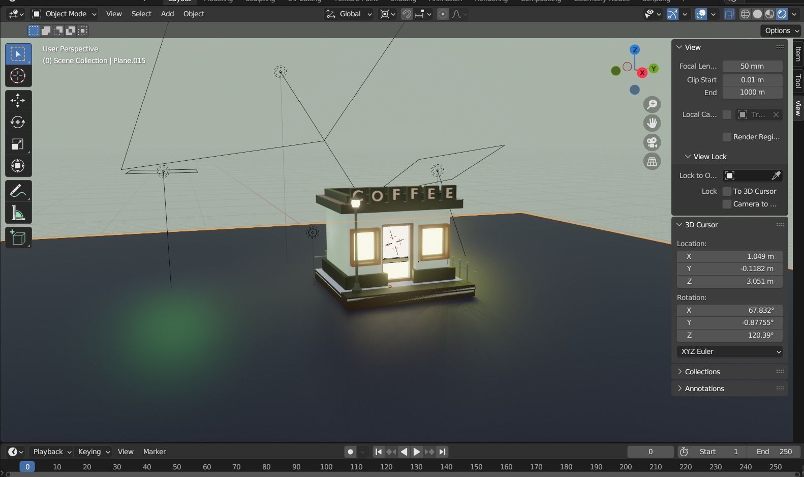 3D coffee shop cartoon building restaurant model cafe Free low-poly 3D model_19