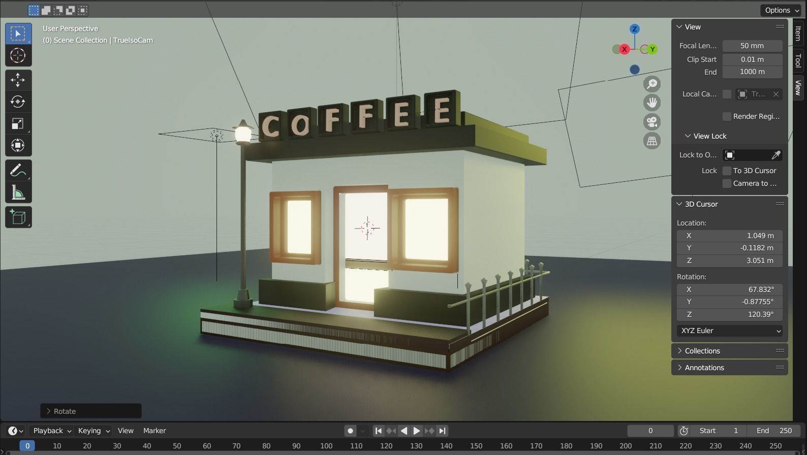 3D coffee shop cartoon building restaurant model cafe Free low-poly 3D model_5