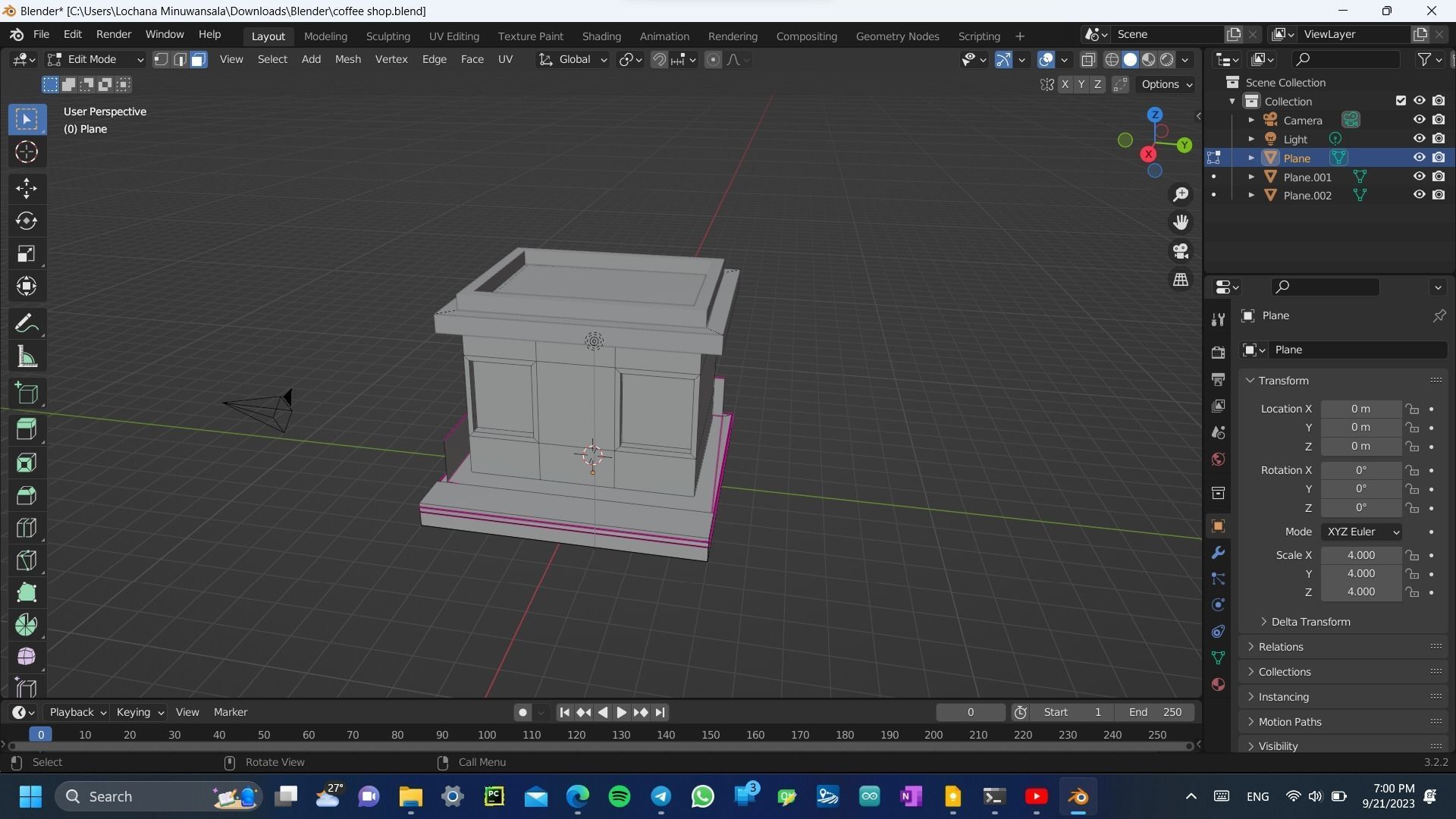 3D coffee shop cartoon building restaurant model cafe Free low-poly 3D model_13