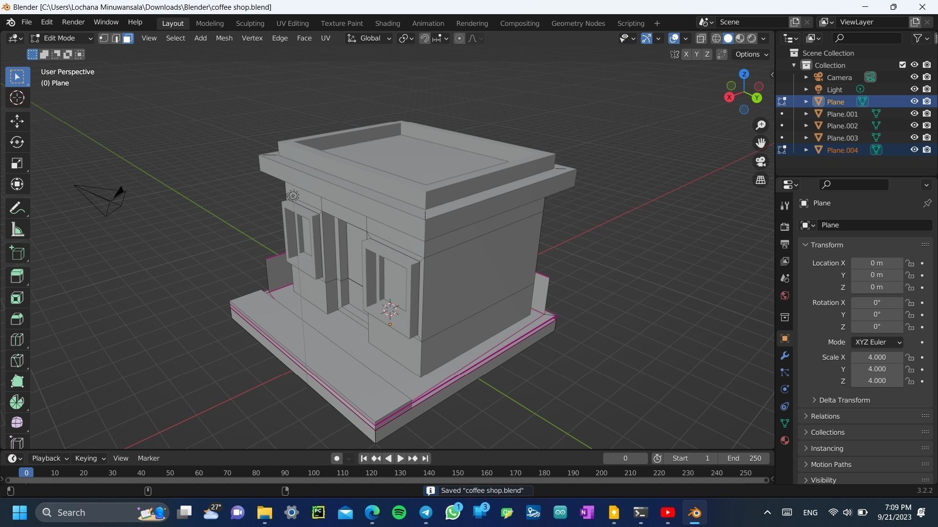 3D coffee shop cartoon building restaurant model cafe Free low-poly 3D model_12