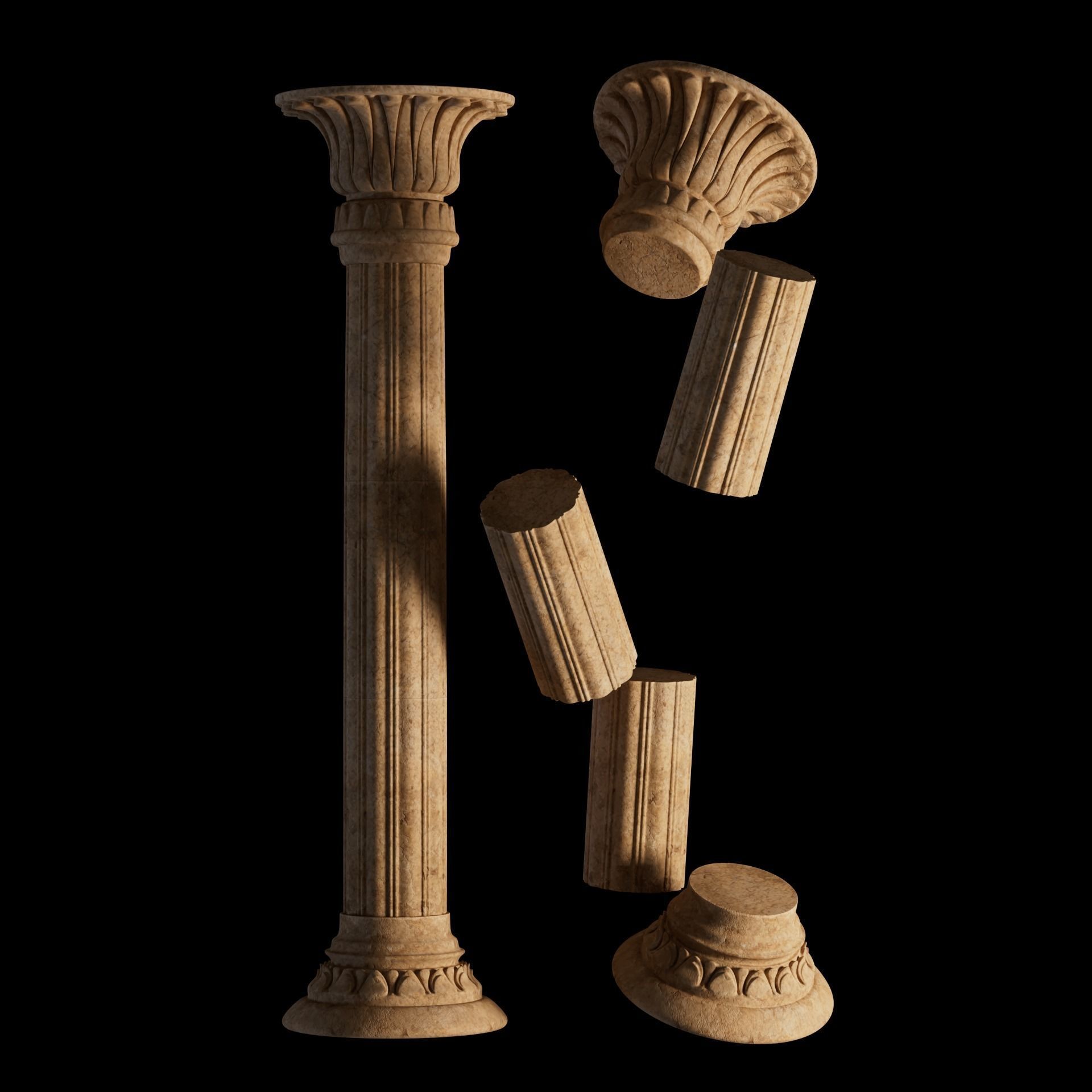 Fantasy egyptian column 3D model_1