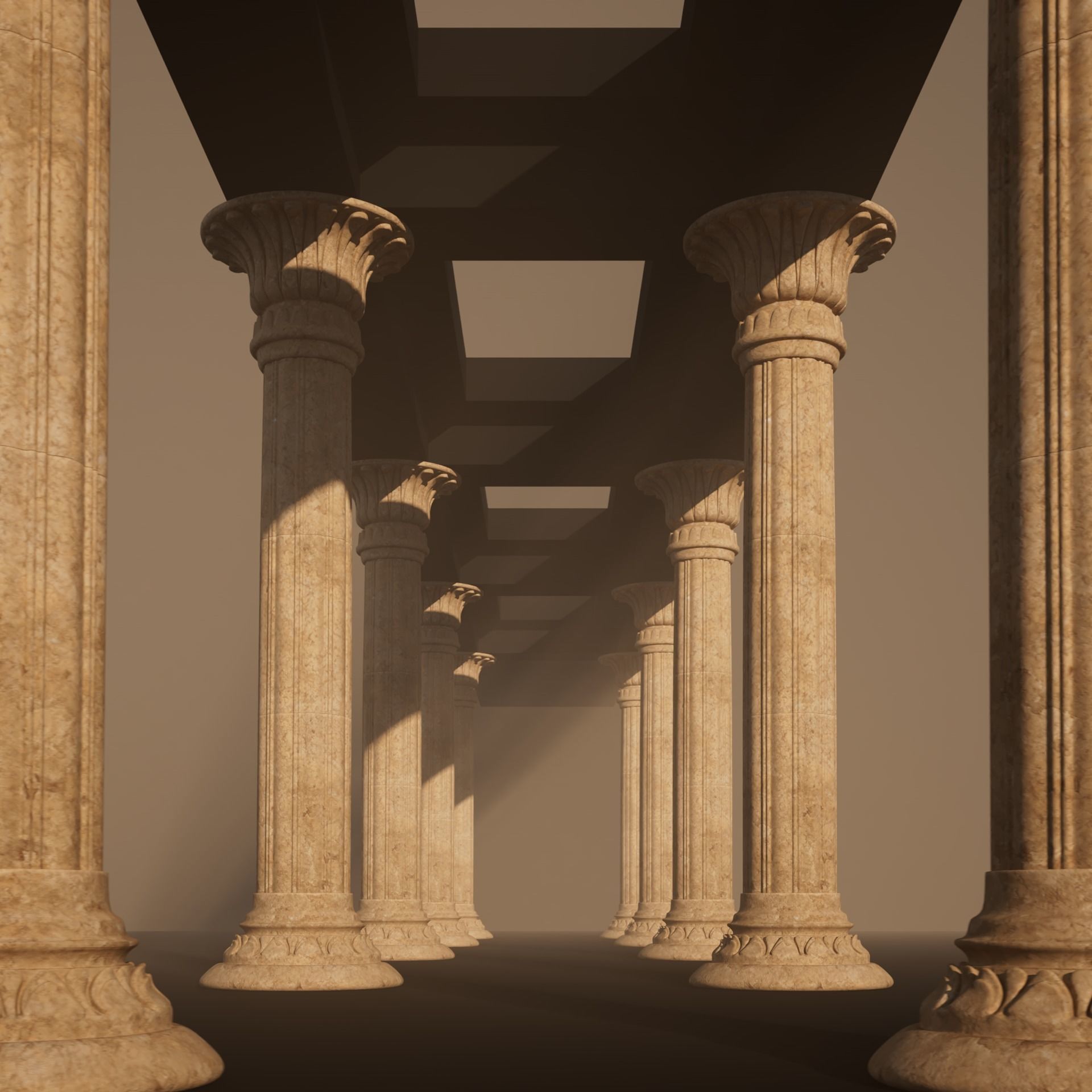 Fantasy egyptian column 3D model_3