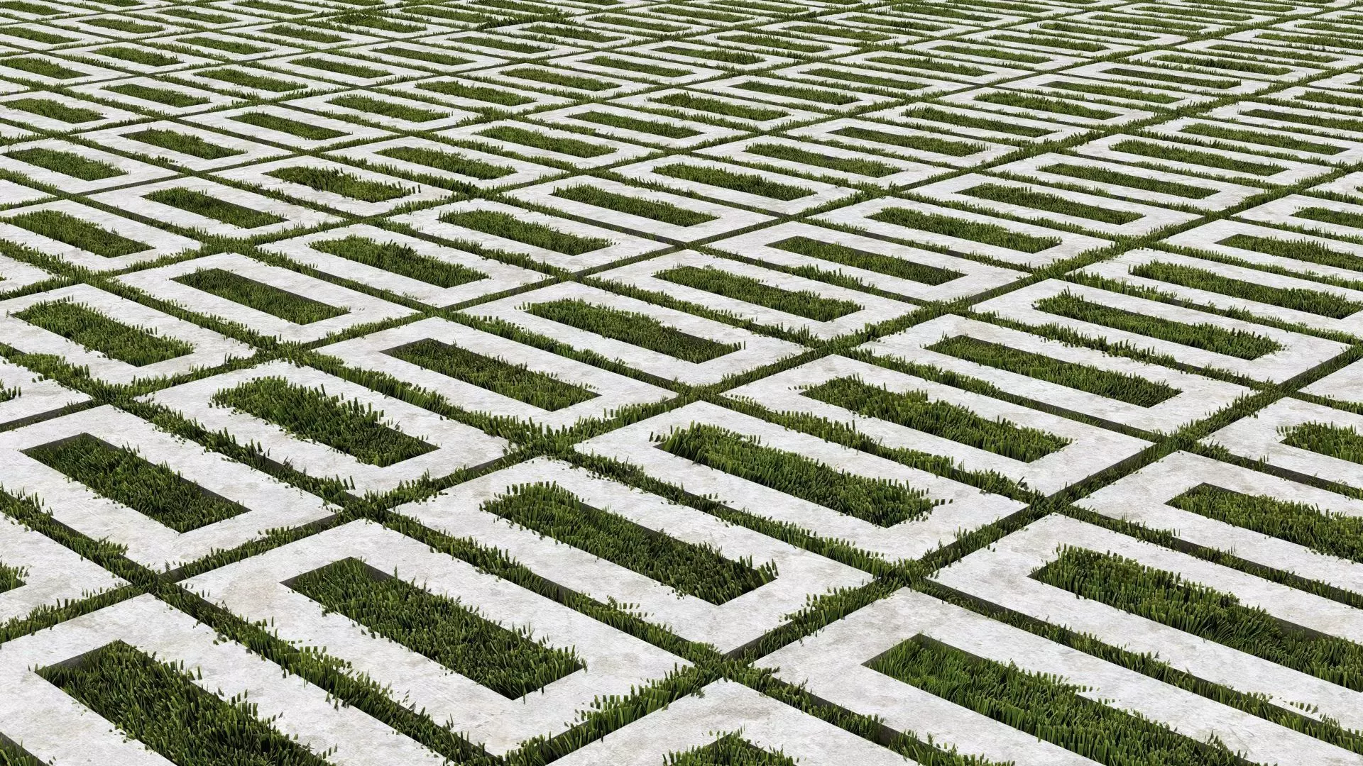 Rectangular Hollow Core Paver Grid 3D model_0