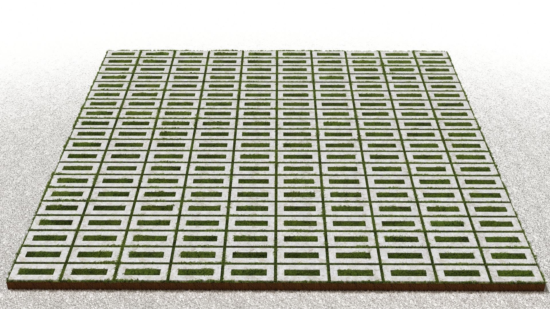 Rectangular Hollow Core Paver Grid 3D model_1