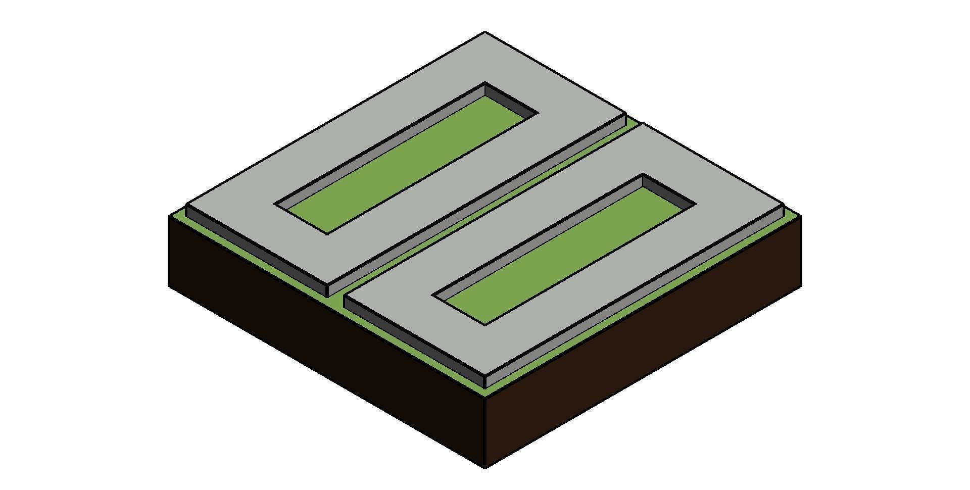 Rectangular Hollow Core Paver Grid 3D model_3