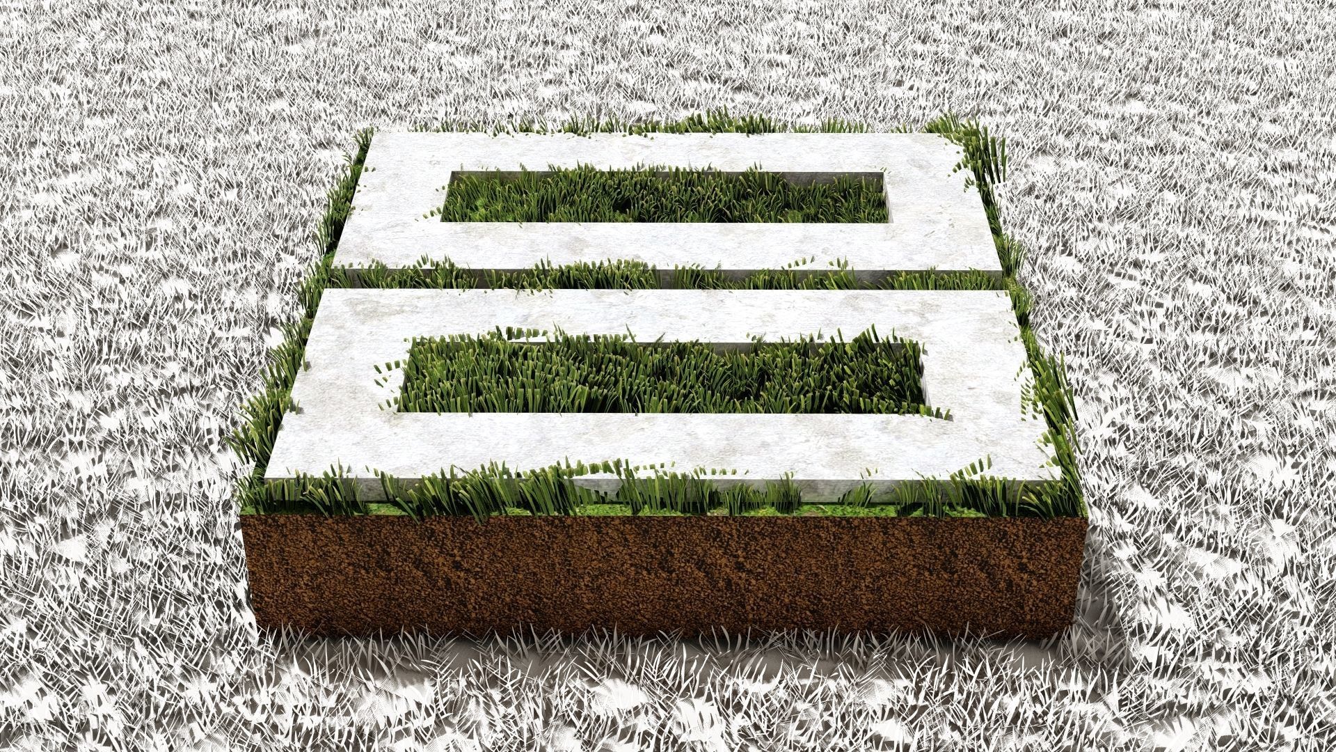 Rectangular Hollow Core Paver Grid 3D model_2