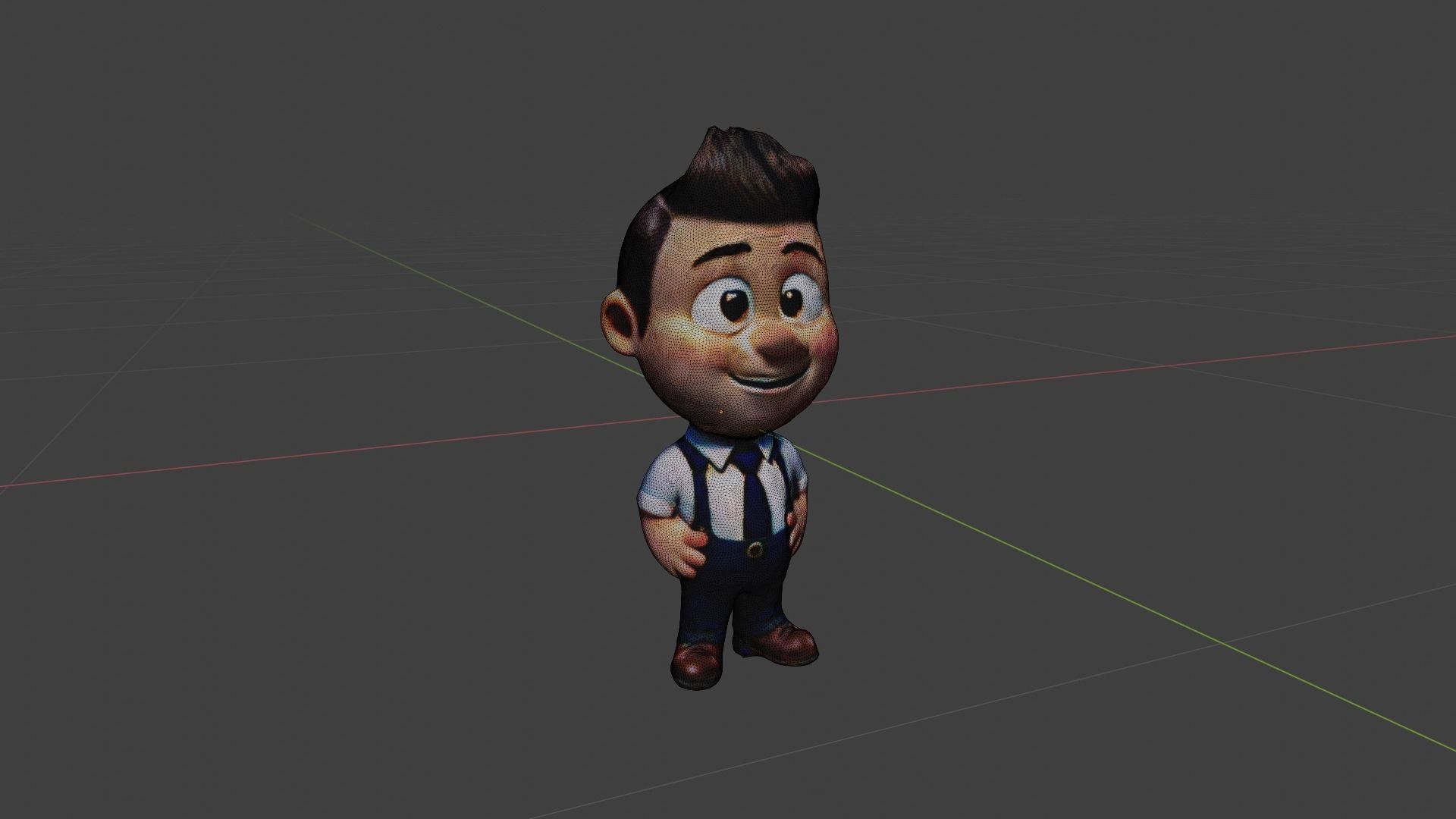 Cartoon Business Man Low-poly 3D model_6