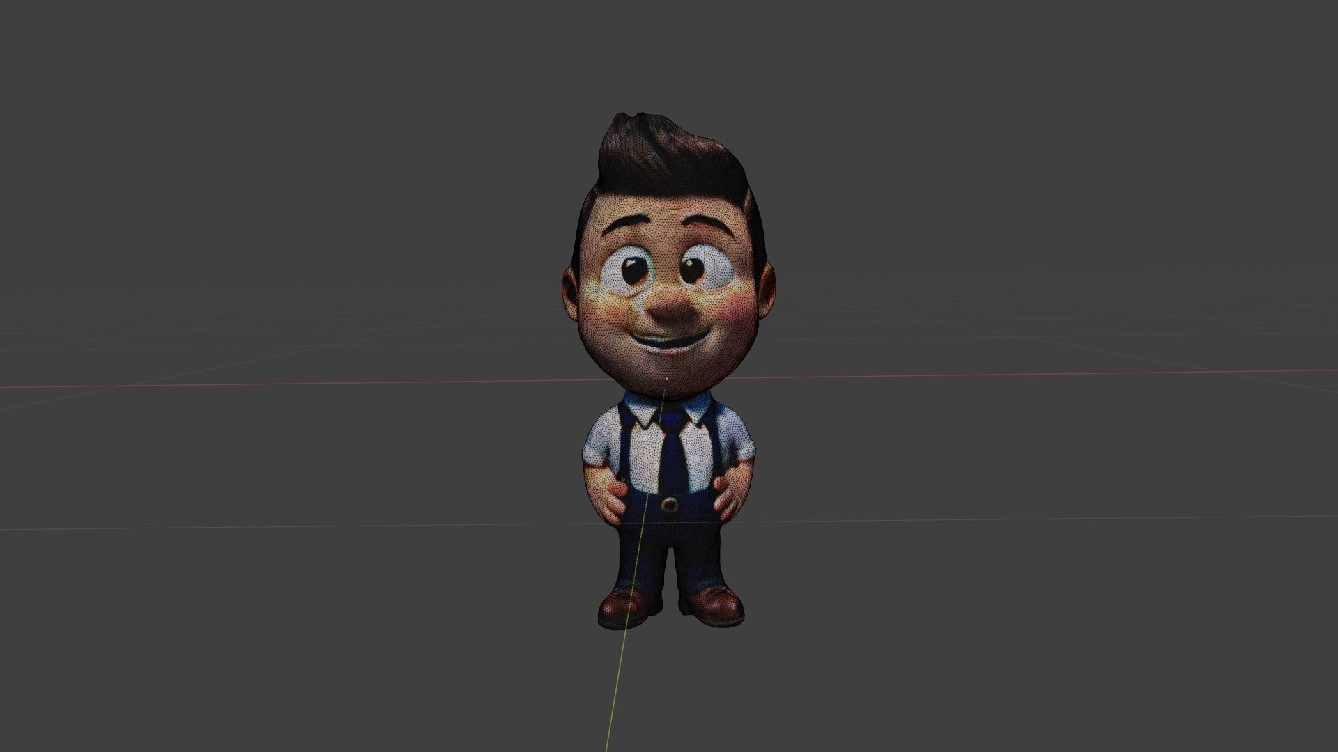Cartoon Business Man Low-poly 3D model_7