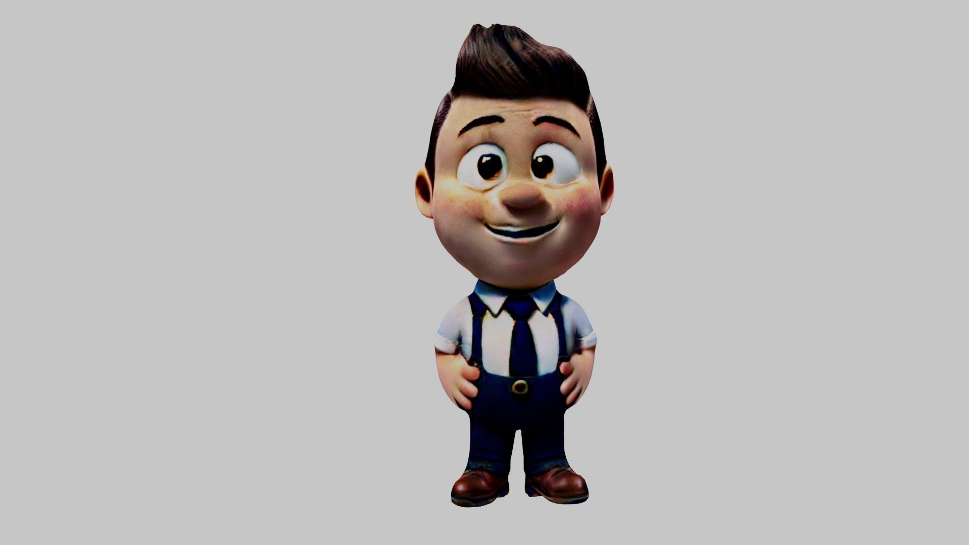 Cartoon Business Man Low-poly 3D model_1