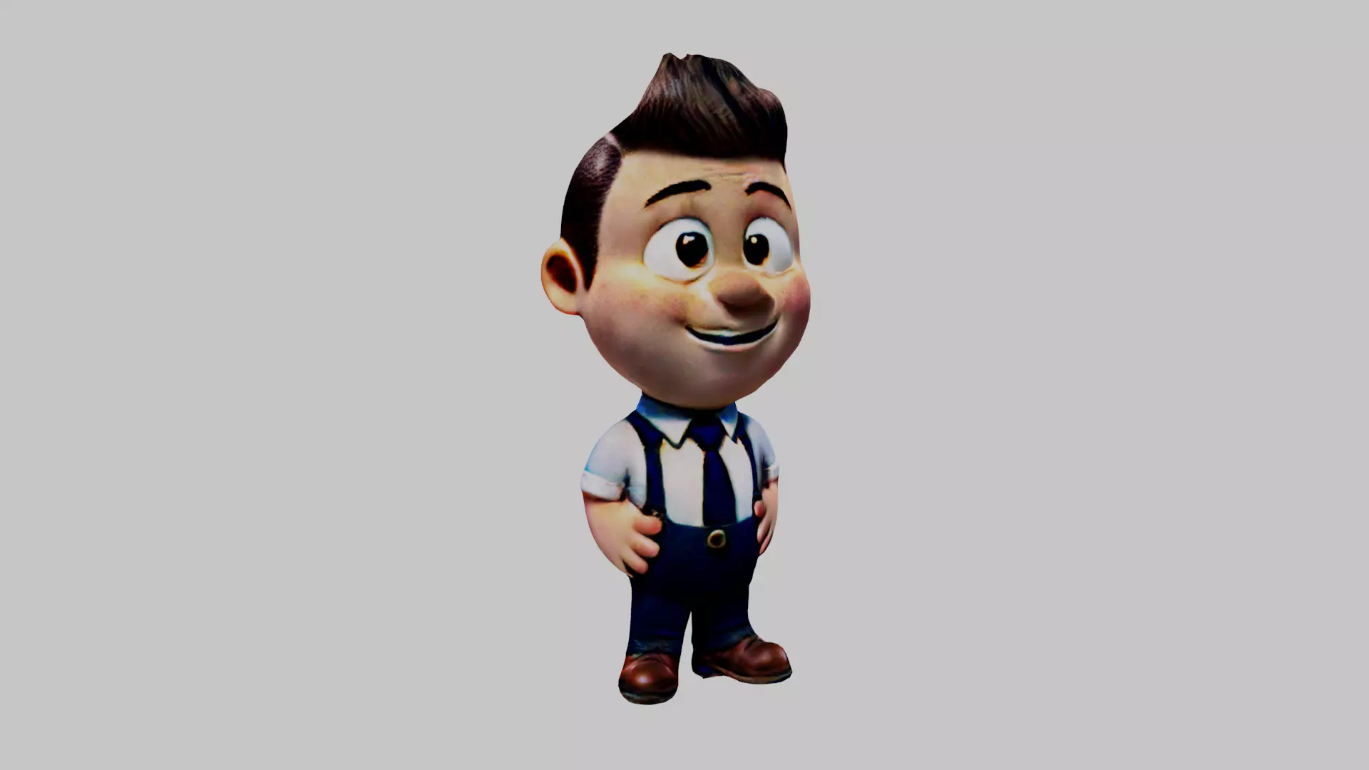 Cartoon Business Man Low-poly 3D model_0