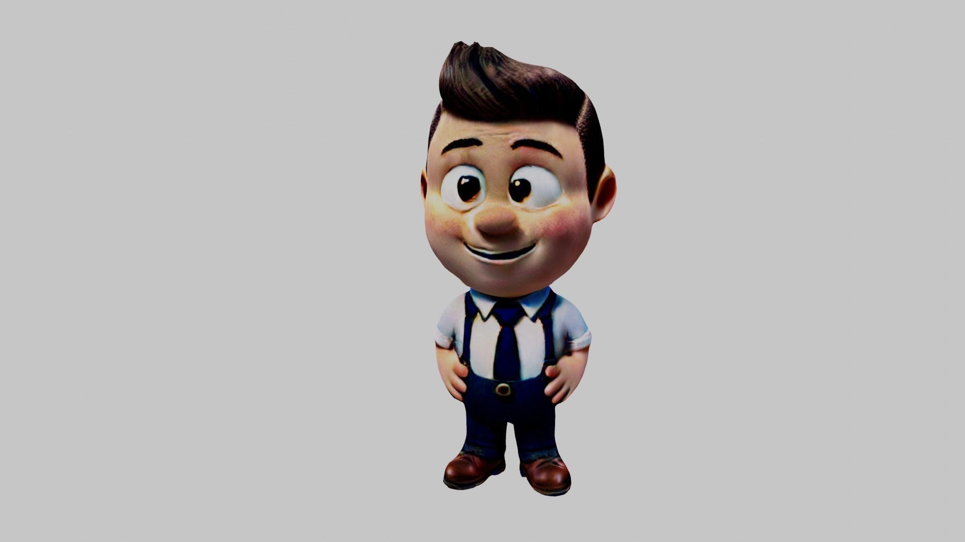 Cartoon Business Man Low-poly 3D model_3