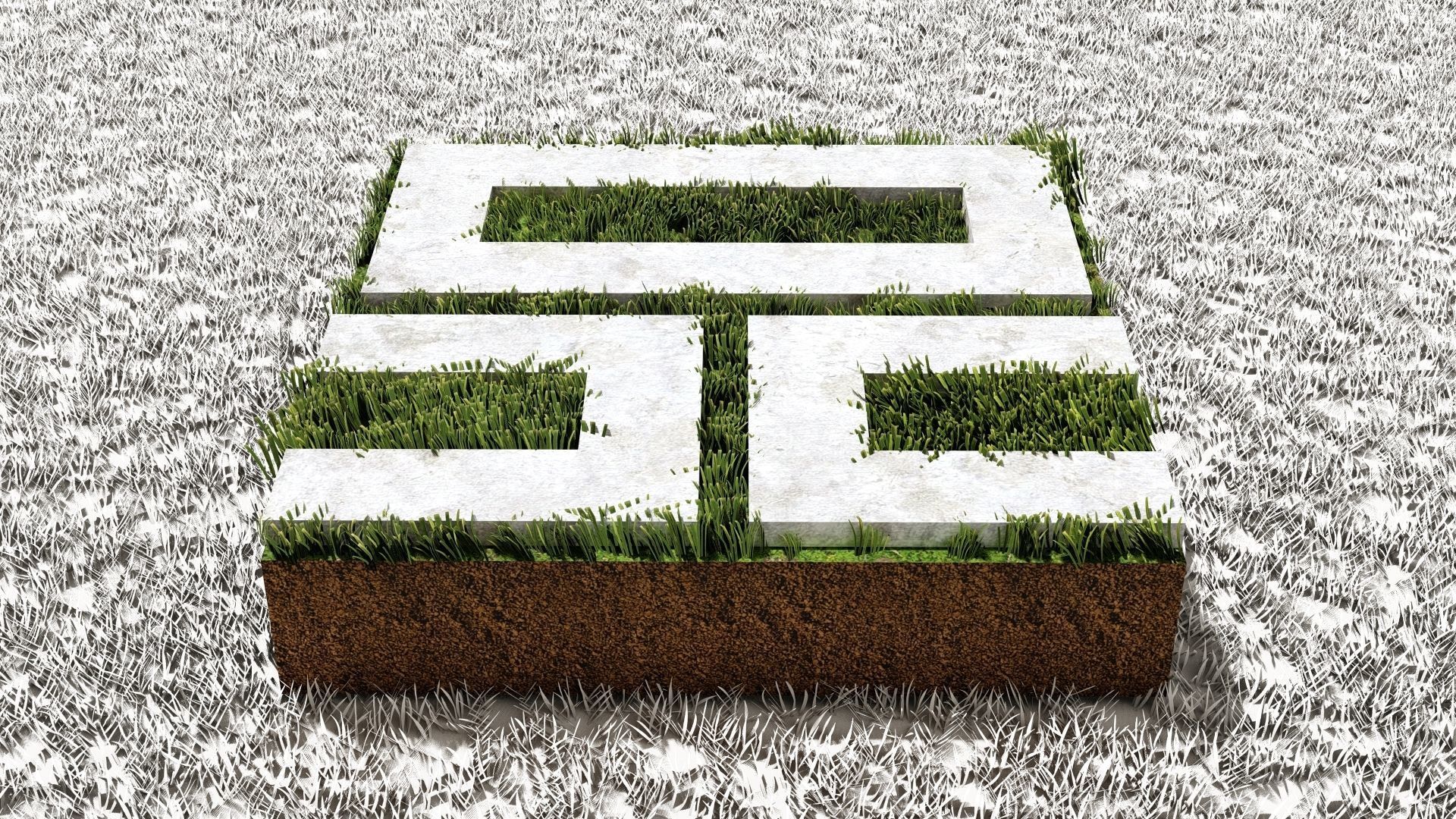 Rectangular Hollow Core Pavers Half Step 3D model_2