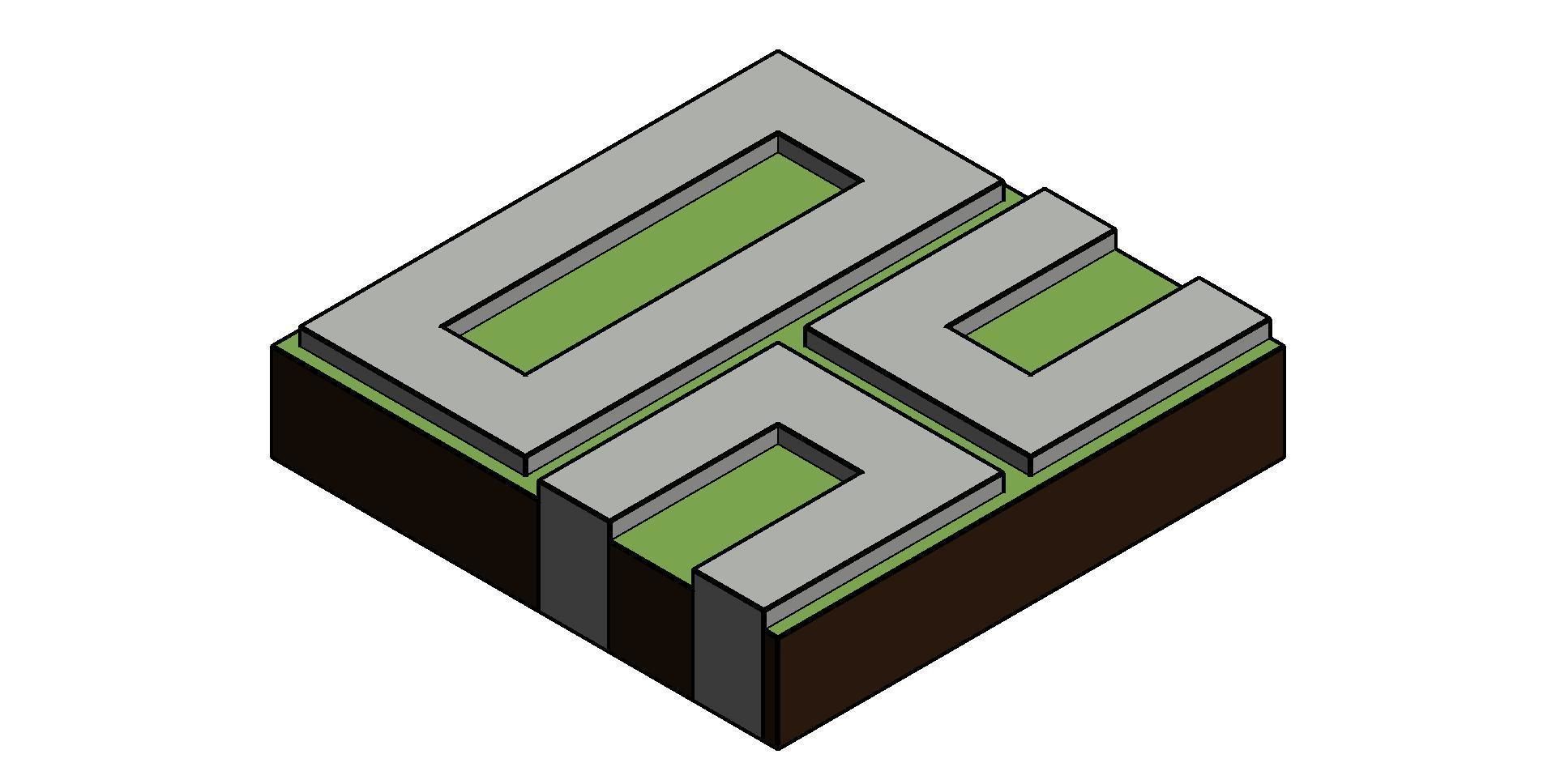 Rectangular Hollow Core Pavers Half Step 3D model_3