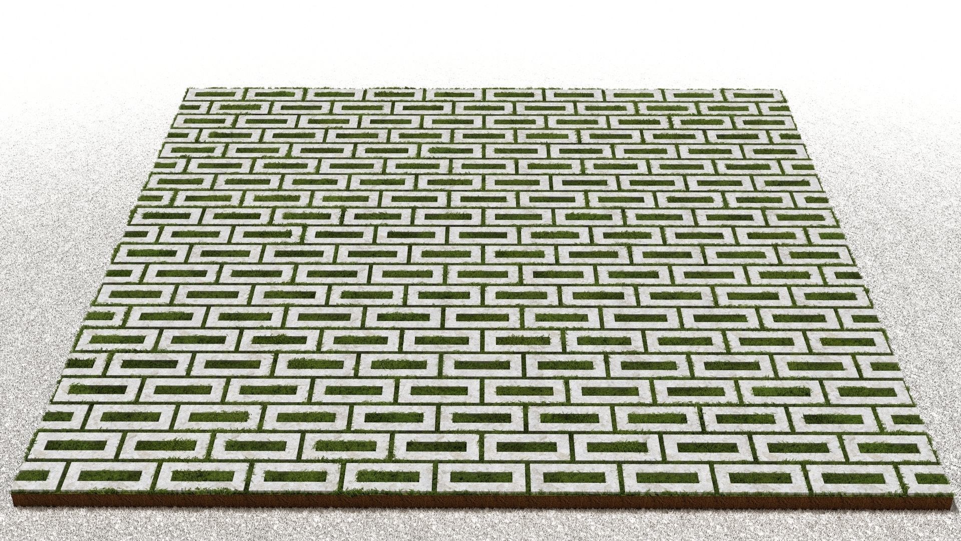 Rectangular Hollow Core Pavers Half Step 3D model_1